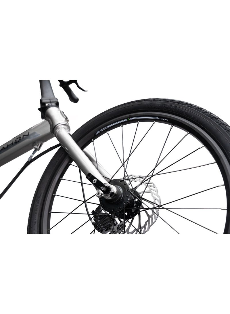 Dahon Hemingway 20 inch Portable Urban Commuter Bike | Grey, Disc Brakes | 20" Multi-terrain Tires, 9-Speed Drivetrain - Image 3